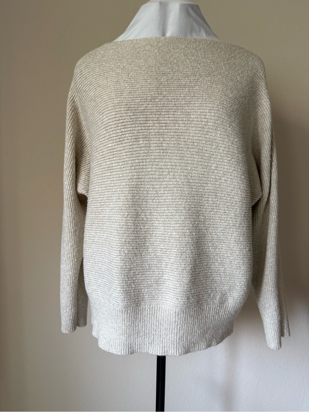Treasure & Bond Cream Textured Ribbed Knit Sweater